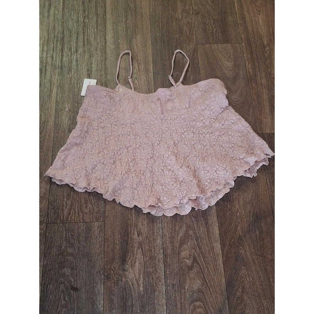 Women's Pink Textured Camisole with Scalloped Hem